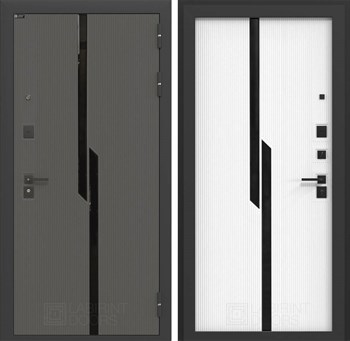 Входная дверь CARBON стекло черное фацет ФЛС-570 Белый софт - фото 100374