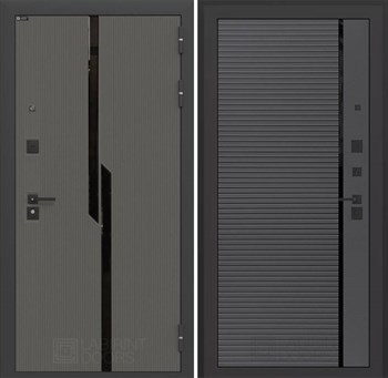 Входная дверь CARBON 22 - Графит софт, черная вставка - фото 100404
