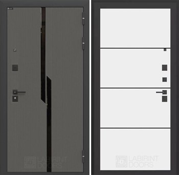 Входная дверь CARBON 25 - Белый софт, черная вставка - фото 100406
