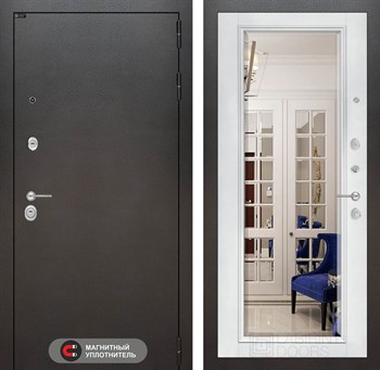 Входная дверь SILVER с Зеркалом Фацет - Белый софт - фото 103395