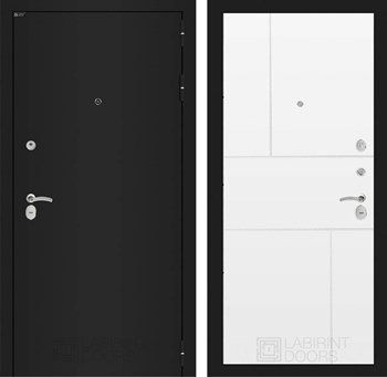 Входная дверь CLASSIC шагрень черная 21 - Белый софт - фото 103569