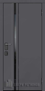 Дверь входная уличная Обсидиан Термо, цвет Серая эмаль, вставка черное стекло, панель - aurum цвет Манхэттен  гладкий - фото 108008