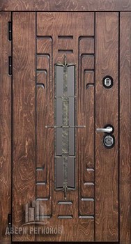 Дверь входная уличная Викинг, цвет лиственница мореная + черная патина, панель - викинг цвет слоновая кость + черная патина - фото 108407