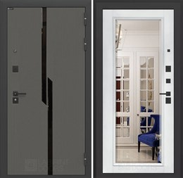 Входная дверь CARBON с Зеркалом Фацет - Белый софт