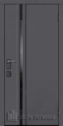 Дверь входная уличная Обсидиан Термо, цвет Серая эмаль, вставка черное стекло, панель - light 2110 (зеркало) цвет Серый велюр