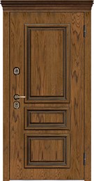 Дверь входная уличная Тор Термо, цвет тик, панель - trend цвет chiaro patina argento (ral 9003)