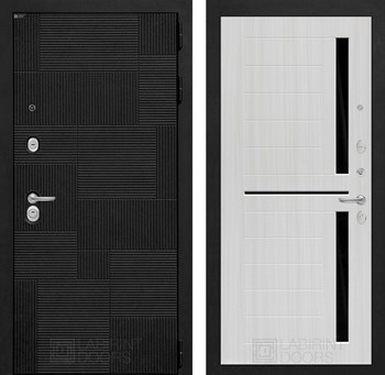 Входная дверь PAZL 02 - Сандал белый, стекло черное - фото 100057