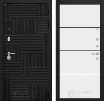 Входная дверь PAZL 25 - Белый софт, черный молдинг - фото 100147