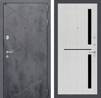 Входная дверь LOFT 02 - Сандал белый, стекло черное - фото 100244