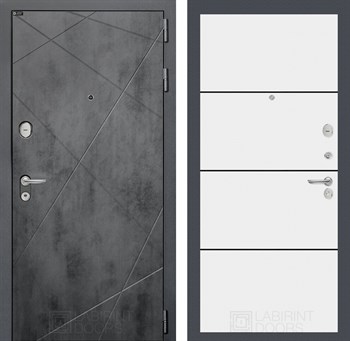 Входная дверь LOFT 25 - Белый софт, черный молдинг - фото 100258