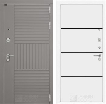 Входная дверь FORMA 25 - Белый софт, черный молдинг - фото 100547