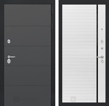 Входная дверь ART 22 - Белый софт, черная вставка - фото 101009