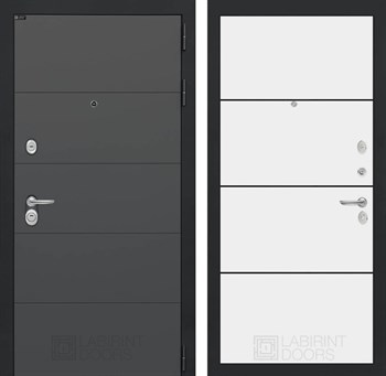 Входная дверь ART 25 - Белый софт, черный молдинг - фото 101039