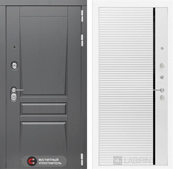 Входная дверь Платинум 22 - Белый софт, черная вставка - фото 101291