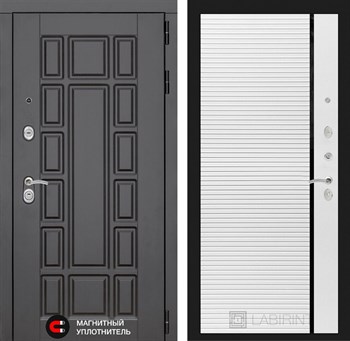 Входная дверь Нью-Йорк 22 - Белый софт, черная вставка - фото 101625
