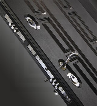 Входная дверь Нью-Йорк 01 - Беленый дуб, стекло черное - фото 101682