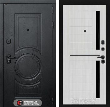 Входная дверь GRAND 02 - Сандал белый, стекло черное - фото 101982