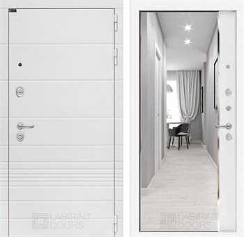 Входная дверь Трендо  с зеркалом Панорама - Белый софт - фото 102756