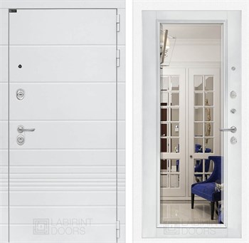 Входная дверь Трендо с зеркалом Фацет - Белый софт - фото 102776