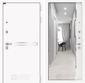 Входная дверь Лайн WHITE с зеркалом Панорама - Белый софт - фото 103122