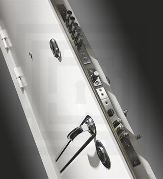 Входная дверь Лайн WHITE с зеркалом Панорама с тонировкой - Черный кварц - фото 103127