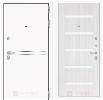 Входная дверь Лайн WHITE 01 - Сандал белый, стекло белое - фото 103152