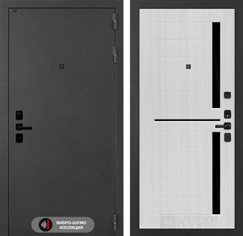 Входная дверь ACUSTIC 02 - Сандал белый, стекло черное - фото 103306
