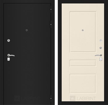 Входная дверь CLASSIC шагрень черная 03 - Крем софт - фото 103550