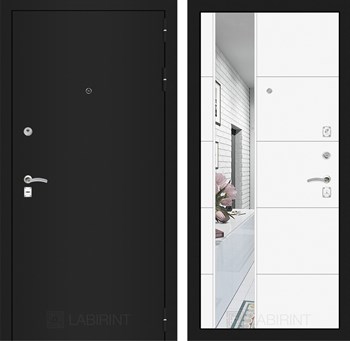 Входная дверь CLASSIC шагрень черная с Зеркалом 19 - Белый софт - фото 103560
