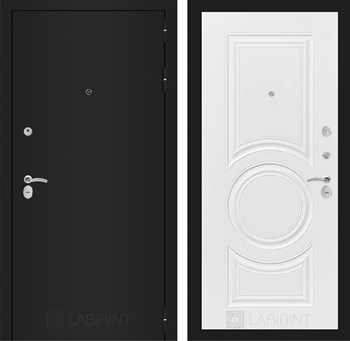 Входная дверь CLASSIC шагрень черная 23 - Белый софт - фото 103563