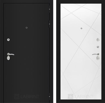 Входная дверь CLASSIC шагрень черная 24 - Белый софт - фото 103565
