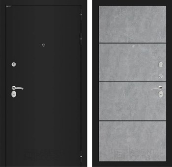 Входная дверь CLASSIC шагрень черная 25 - Бетон светлый, черный молдинг - фото 103572