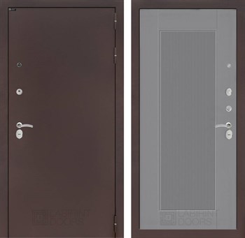 Входная дверь CLASSIC антик медный 30 - Серый рельеф софт - фото 103635
