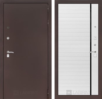 Входная дверь CLASSIC антик медный 22 - Белый софт, черная вставка - фото 103684