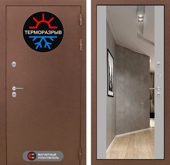 Входная дверь Термо Магнит с Зеркалом Максимум - Грей софт - фото 104420