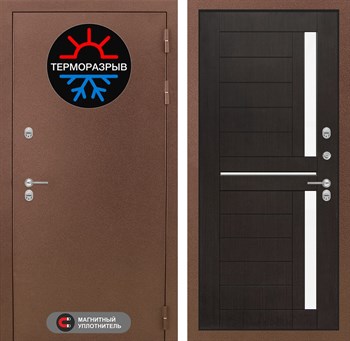 Входная дверь Термо Магнит 02 - Венге, стекло белое - фото 104442