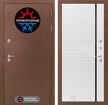 Входная дверь Термо Магнит 22 - Белый софт, черная вставка - фото 104498