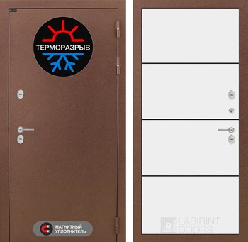 Входная дверь Термо Магнит 25 - Белый софт, черный молдинг - фото 104511