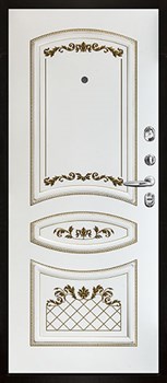 Дверь входная Президент Лайн Белый, цвет белый матовый + белый пластик, панель - алина цвет эмаль белая/патина золото - фото 106594