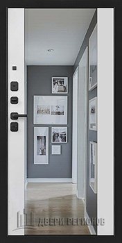 Дверь входная Стайл, цвет чёрная мягкая шагрень, панель - стайл z цвет дуб светлый пвх с зеркалом - фото 106632