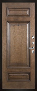 Дверь входная уличная Гранит Термо, цвет Горький шоколад, панель - Рим багет цвет Коньяк - фото 107852