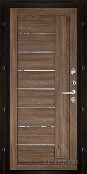 Дверь входная уличная Элит Термо, цвет Темный дуб, панель - light 2110 (зеркало) цвет Серый велюр - фото 108430