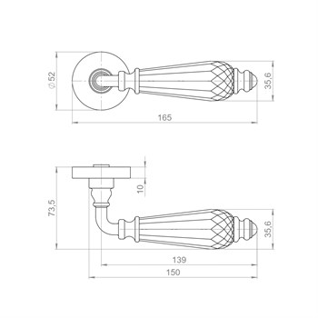 Ручка Armadillo (Армадилло) раздельная R.ART52.D.ELEGANT BPVD-77 вороненый никель - фото 113905