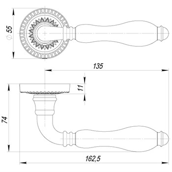 Ручка Armadillo (Армадилло) раздельная R.CL55.Silvia (Silvia CL1) AS/LWP-109 античное серебро/беж.фарфор - фото 114190