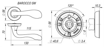 Ручка Fuaro (Фуаро) раздельная R.SM58.BAROCCO (BAROCCO SM) GOLD-24 золото 24К - фото 114993