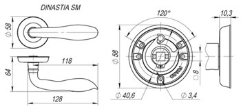 Ручка Fuaro (Фуаро) раздельная R.SM58.DINASTIA (DINASTIA SM) AB-7 матовая бронза - фото 115028