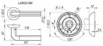 Ручка Fuaro (Фуаро) раздельная R.RM54.LARGO (LARGO RM) SN/CP-3 матовый никель/хром - фото 115089