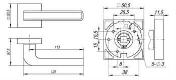 Ручка Fuaro (Фуаро) раздельная K.DM51.NEO (NEO DM) SN/CP-3 матовый никель/хром - фото 115115