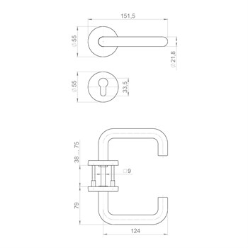 Комплект Fuaro (Фуаро) дверных ручек с накладками под цилиндр FR.DH57.0219 NE (DH-0219 NE) 9x140 мм, BL-24 черный - фото 115498