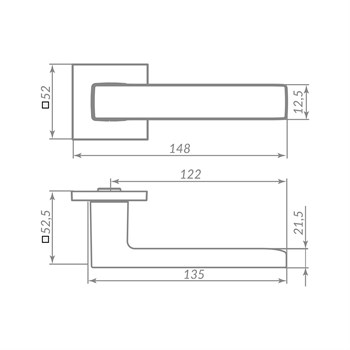 Ручка Punto (Пунто) раздельная K.ARC.Q52.TERRA GM оружейная сталь - фото 115550
